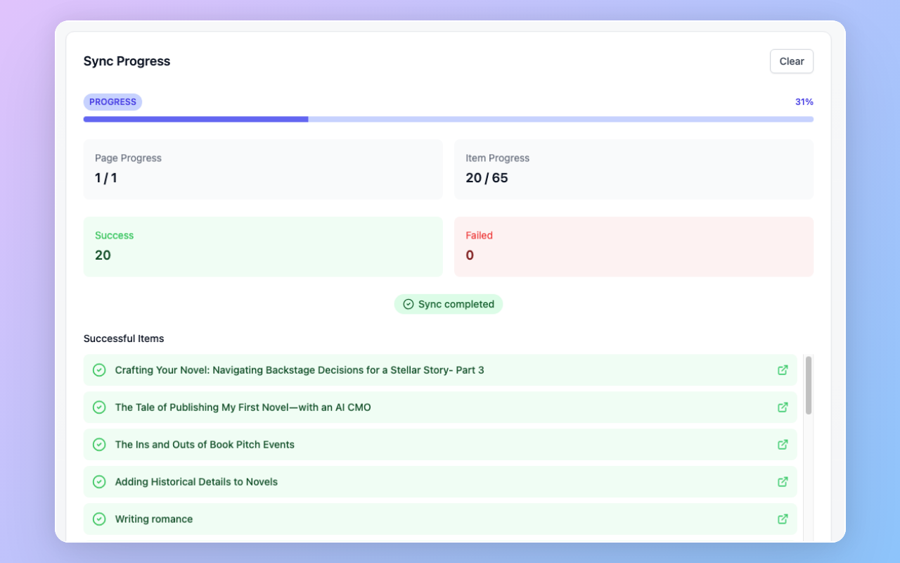 Screenshot of Automated Sync Settings